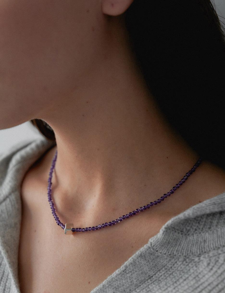 MIDNIGHT MOMENT】cube purple necklace / 追跡送