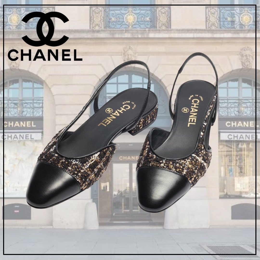 【CHANEL】《24K》華やかなツイード♢ スリングバック