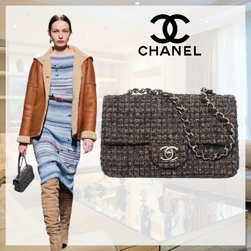 【ツイードが可愛い♪】 CHANEL ミニ クラシック ハンドバッグ