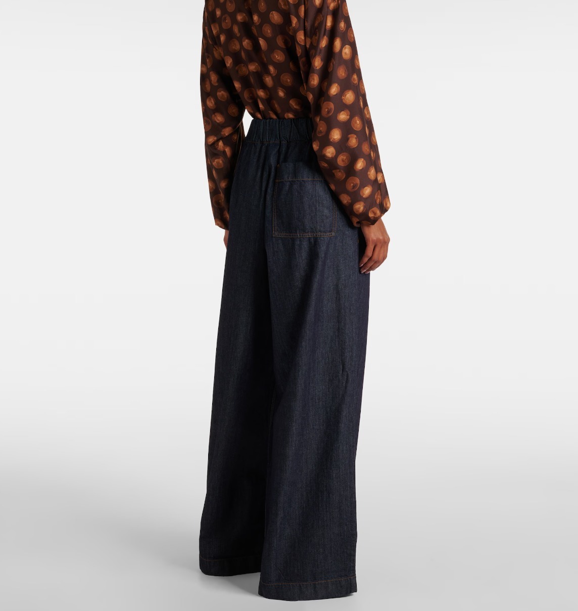 《DRIES VAN NOTEN》ハイライズ ワイドレッグ ジーンズ ネイビー