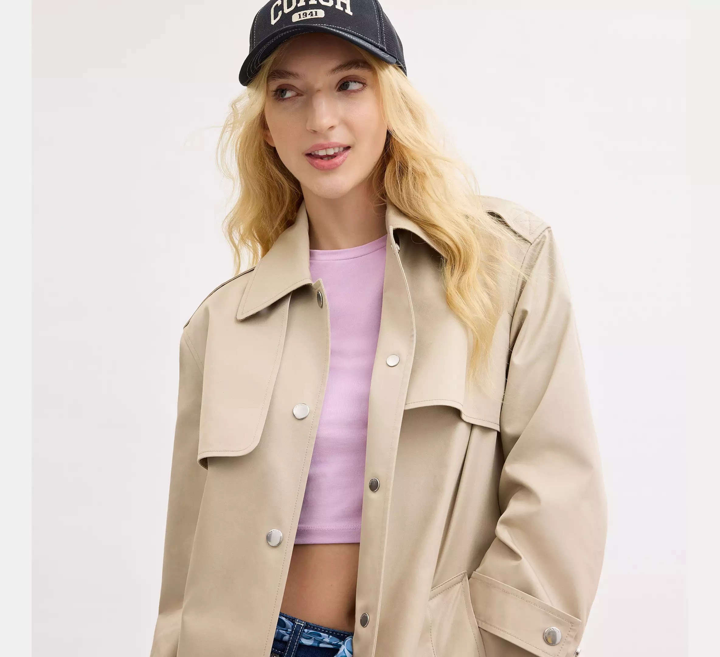 （US発）COACH ダブルガンフラップスナップトレンチコート US発）Coach ダブルガンフラップスナップ トレンチ コート