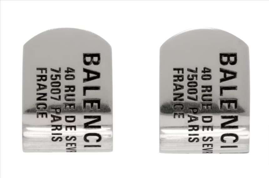 【人気！】 Balenciaga シルバー Tags スタッドピアス
