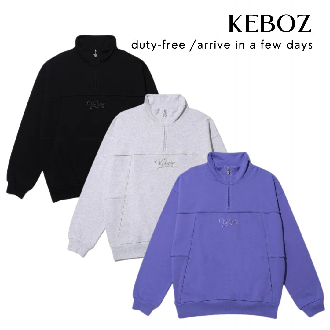 【KEBOZ】PIPING HALF ZIP SWEAT PULLOVER