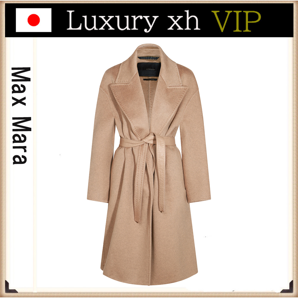 ★24AW Max Mara ATELIER ベルト付き キャメル ウール コート