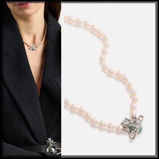 ◆Vivienne Westwood◆KITTY 安全ピンxオーブ パールネックレス