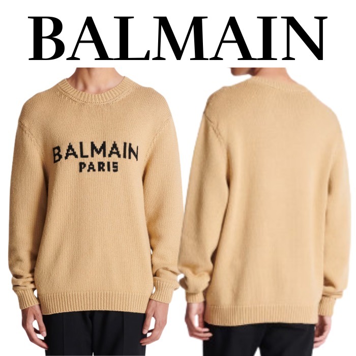 セール【BALMAIN】ピュアメリノウール ロゴ入り ニット セーター