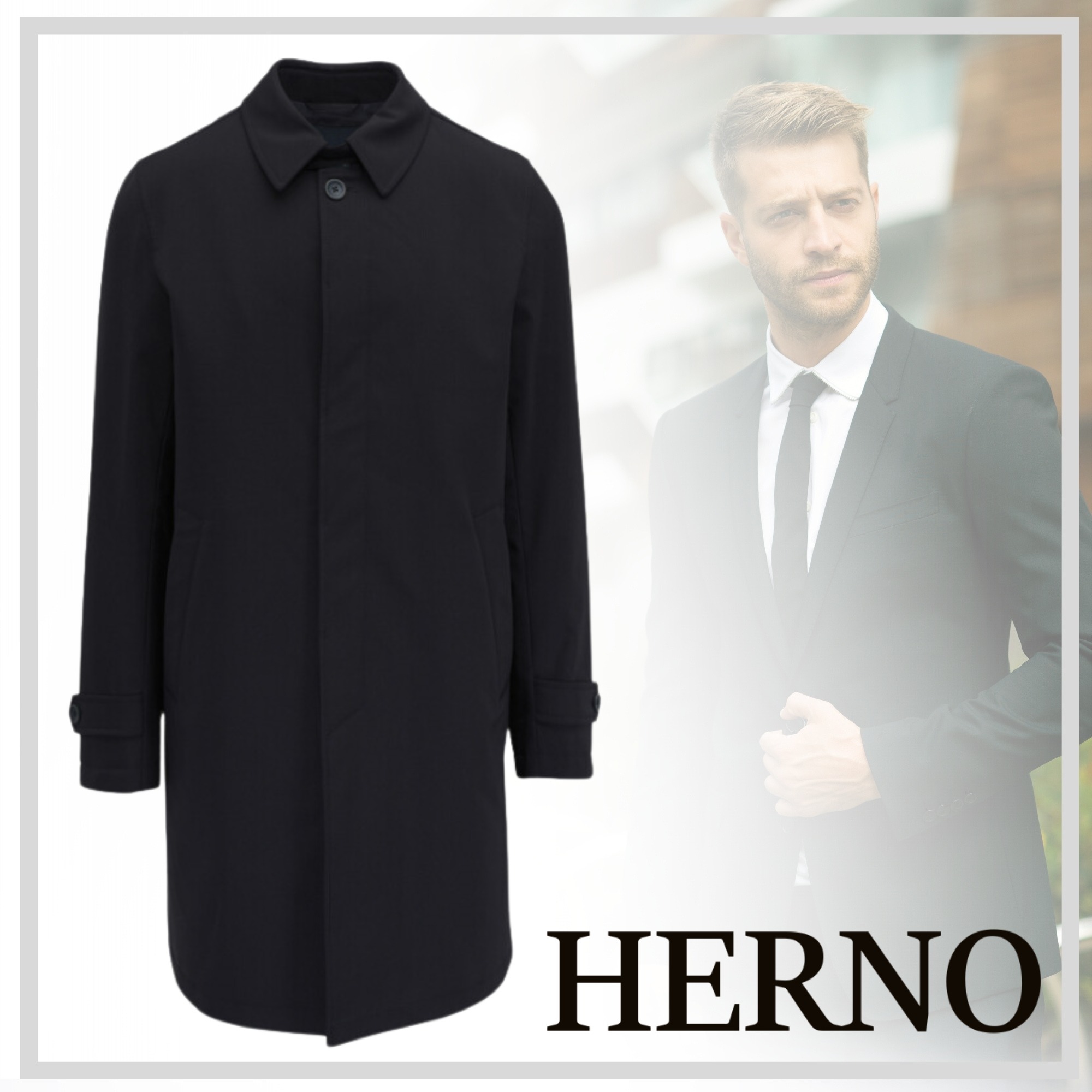 スタイリッシュな【HERNO】ナイロンツイル レインコート 24AW