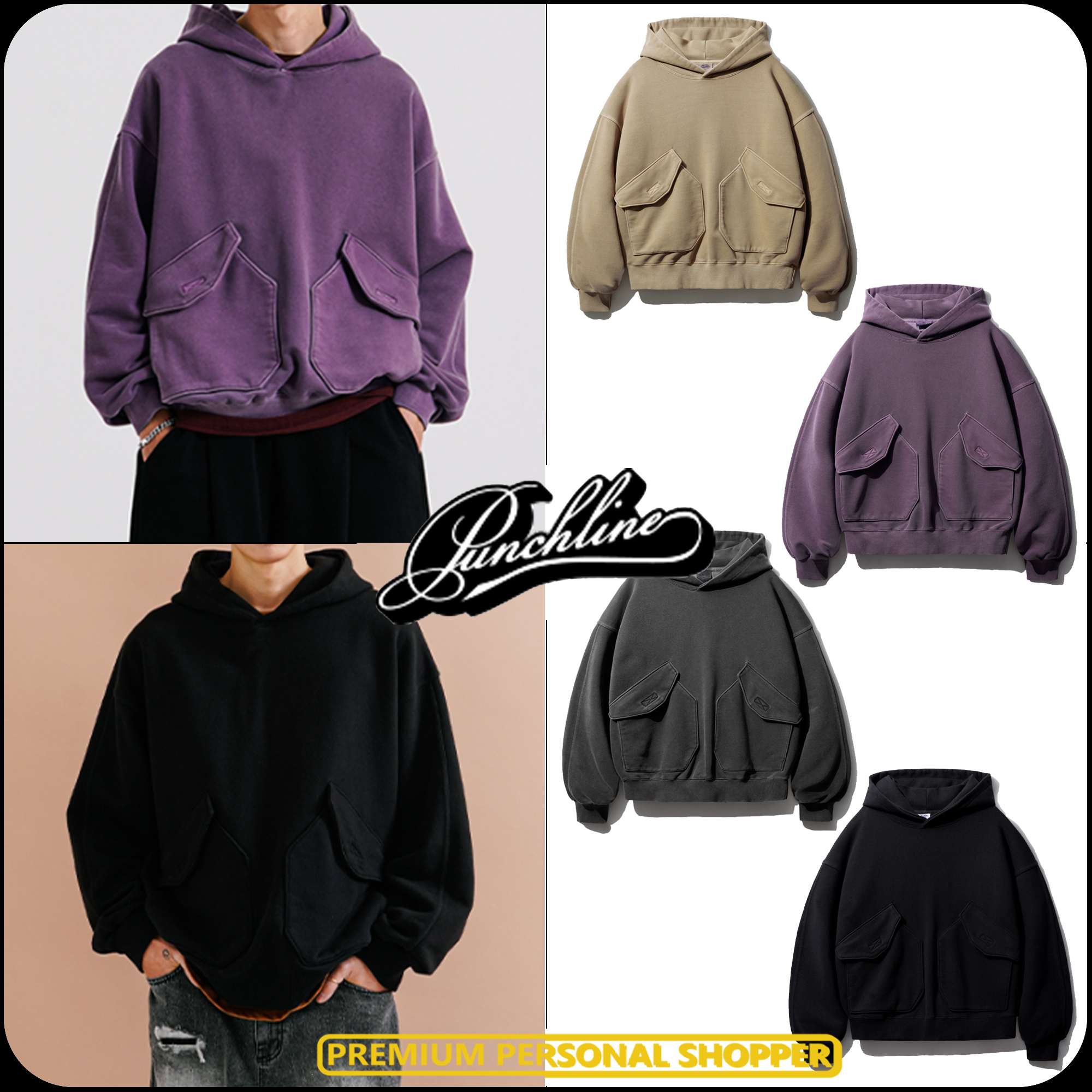 [ PUNCHLINE]★24FW★韓国人気★BIG POCKET PIGMENT HOODIE
