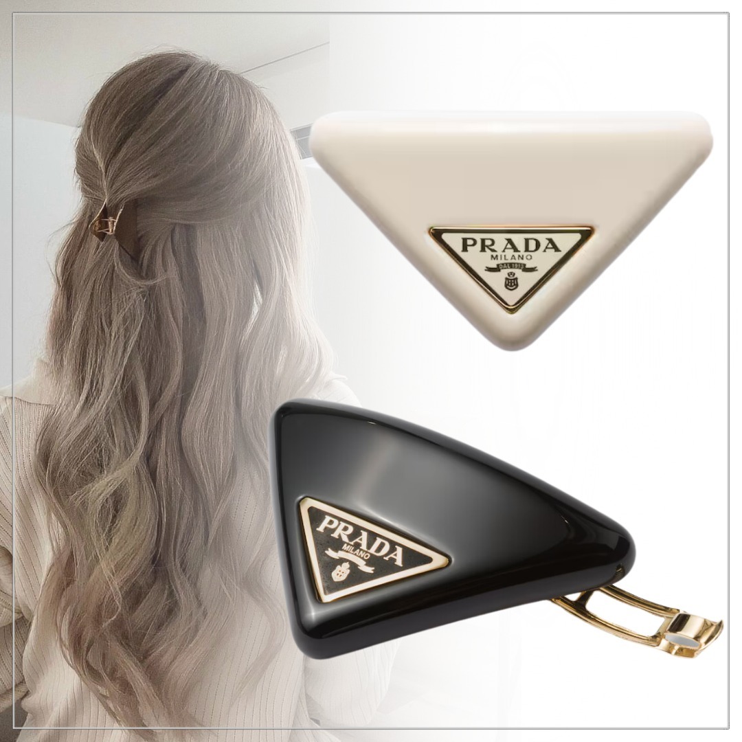 【Oggi掲載】PRADA◆プレキシガラス バレッタ ヘアクリップ ロゴ