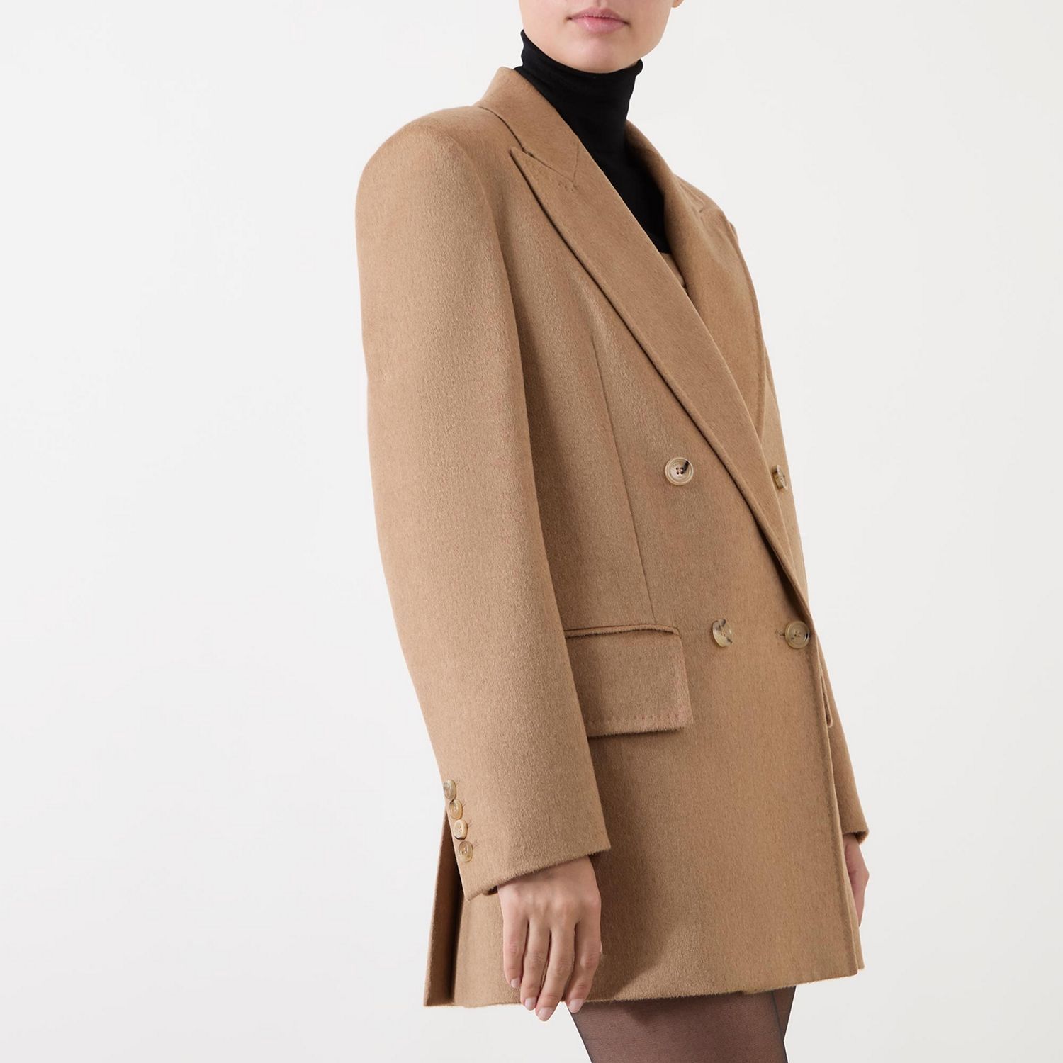 《送料無料》 Double-breasted camel blazer FALSTER