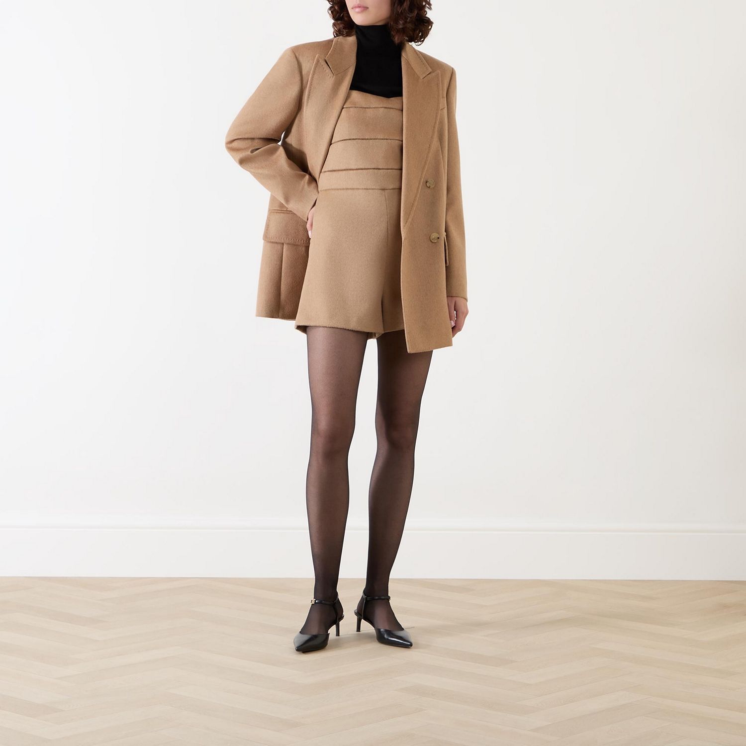 《送料無料》 Double-breasted camel blazer FALSTER