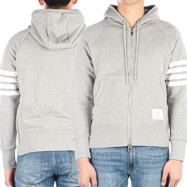THOM BROWNE☆24SS ジップ グレー コットン パーカー フーディ