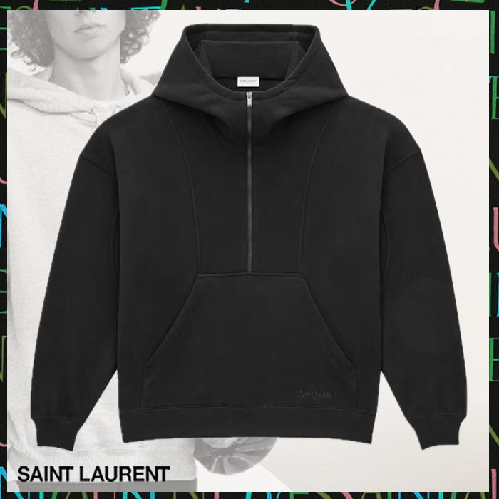 Saint Laurent《ハーフジップパーカー》ブラック DHL 直営店