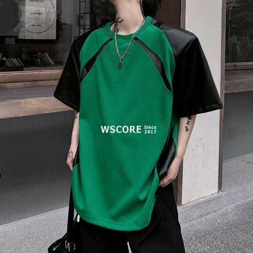半袖Tシャツ メンズ バイカラー メッシュ ショルダーパッド 2色
