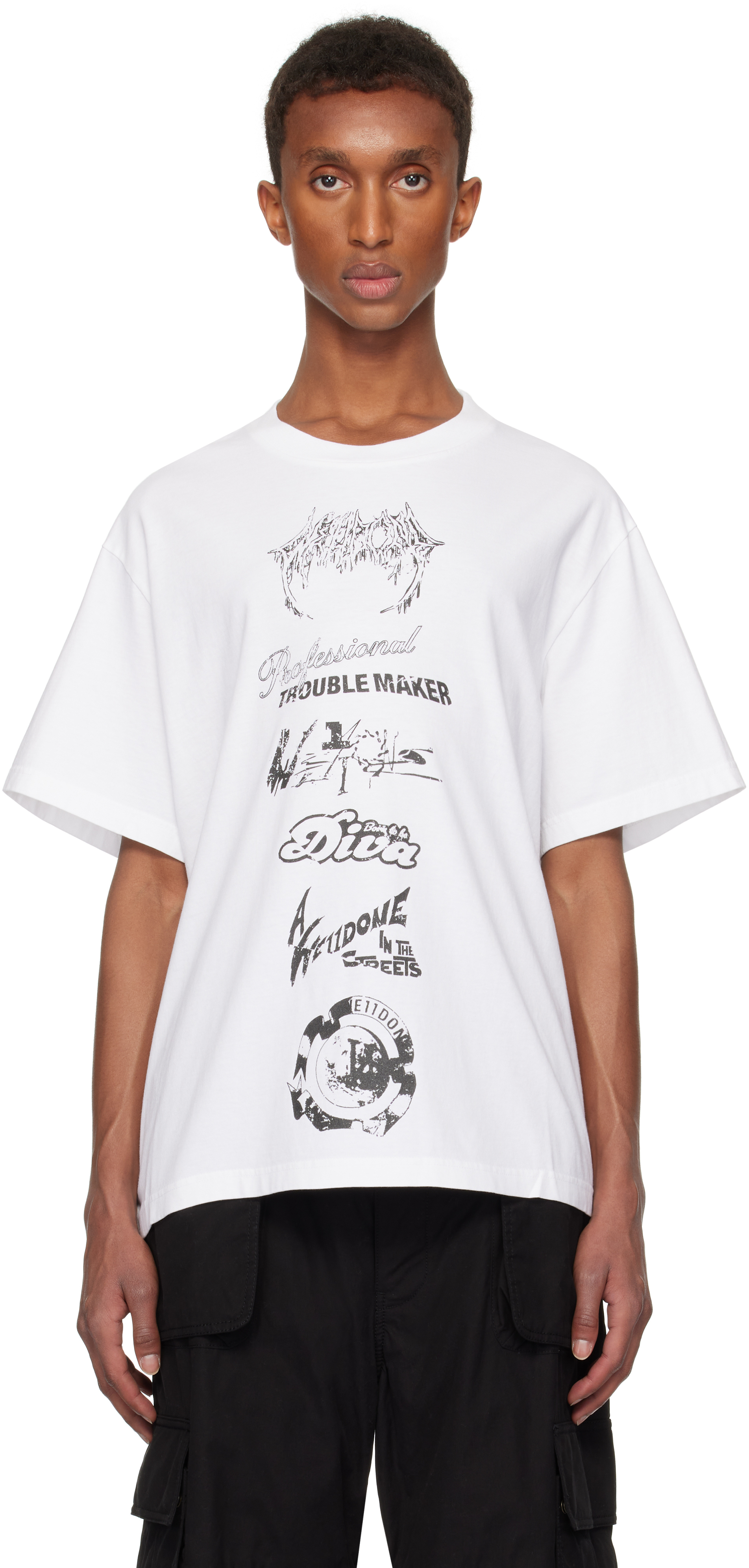 【関税込み】We11done ホワイト マルチロゴ Tシャツ