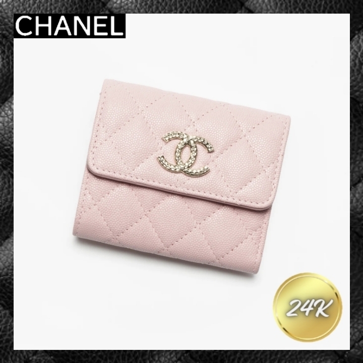 ☆ふんわりピンク☆ CHANEL スモール フラップ ウォレット