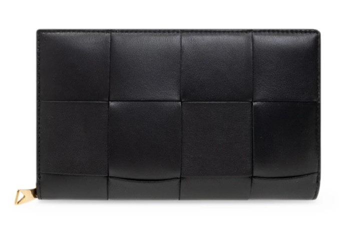 ボッテガヴェネタ カーフレザーラウンドジップ財布 ブラック