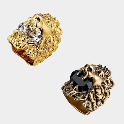新作揃え グッチ ライオンヘッドリング ゴールド/ブラック (GUCCI/指輪 アクセサリー