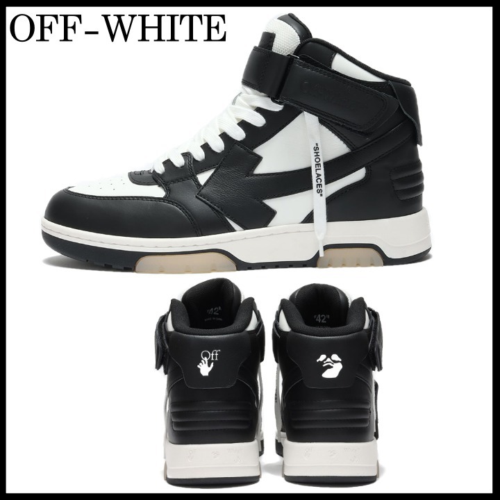 ◆OFF-WHITE オフホワイト◆ハイカット レザー スニーカー