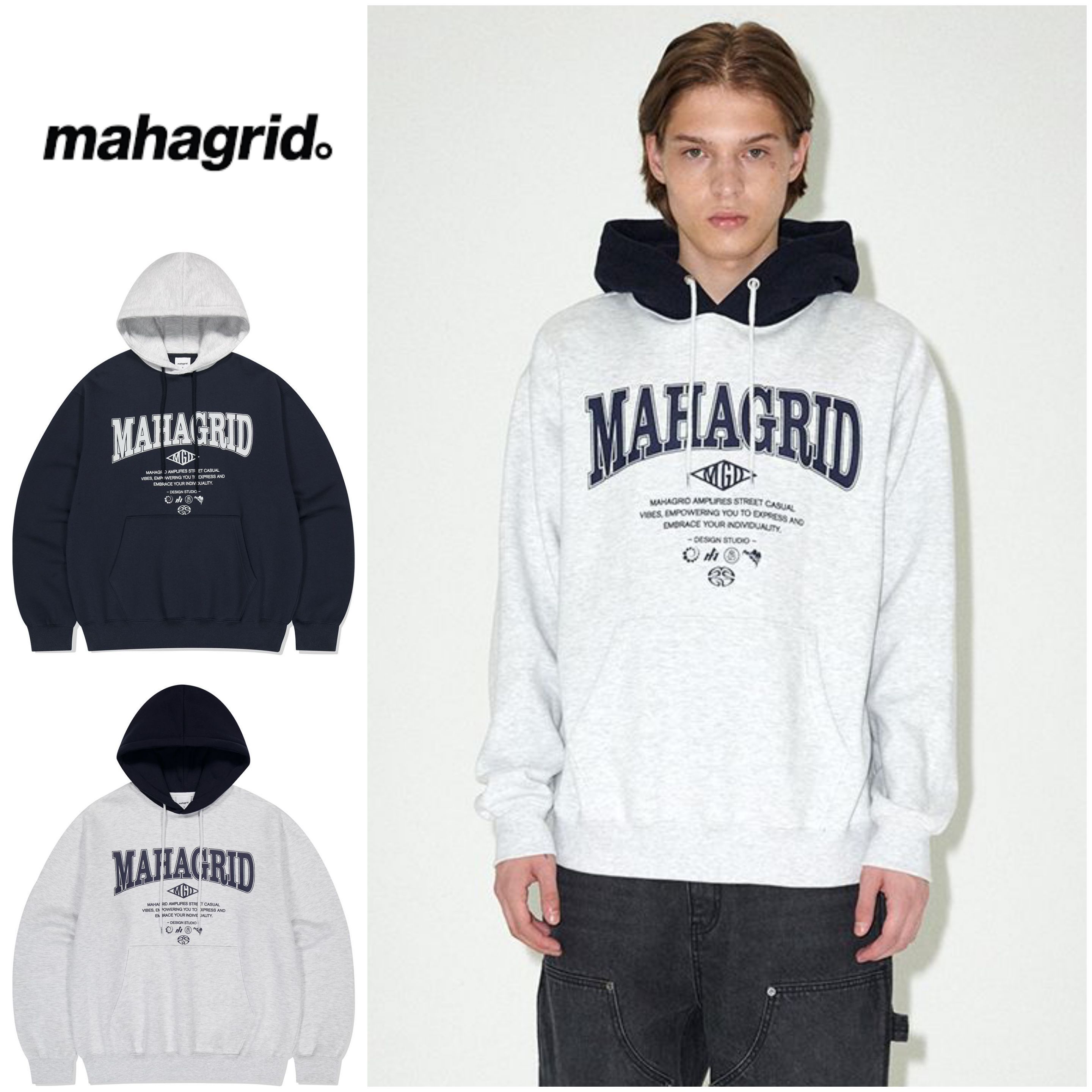 さらに100円引き◆MAHAGRID◆BASIC COLOR BLOCK HOODIE