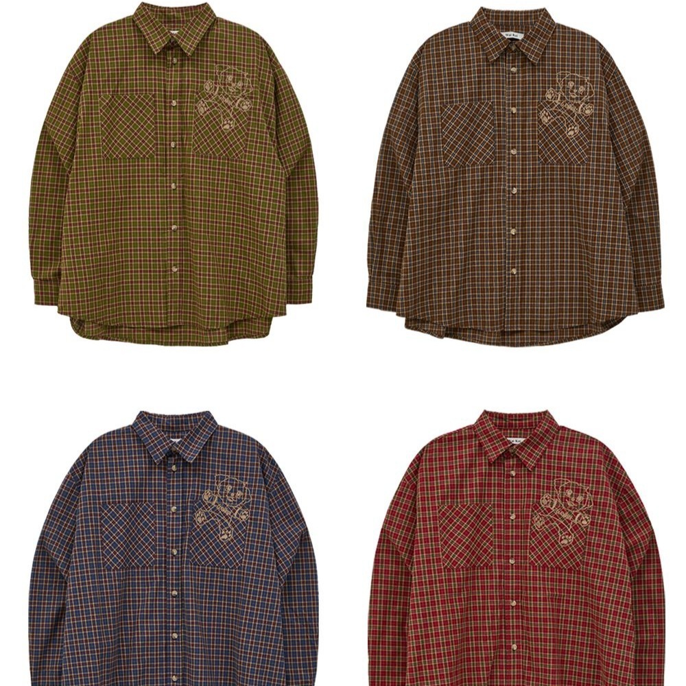 さらに100円引き◆Wai Kei◆Maltese Embroidery Check Shirt