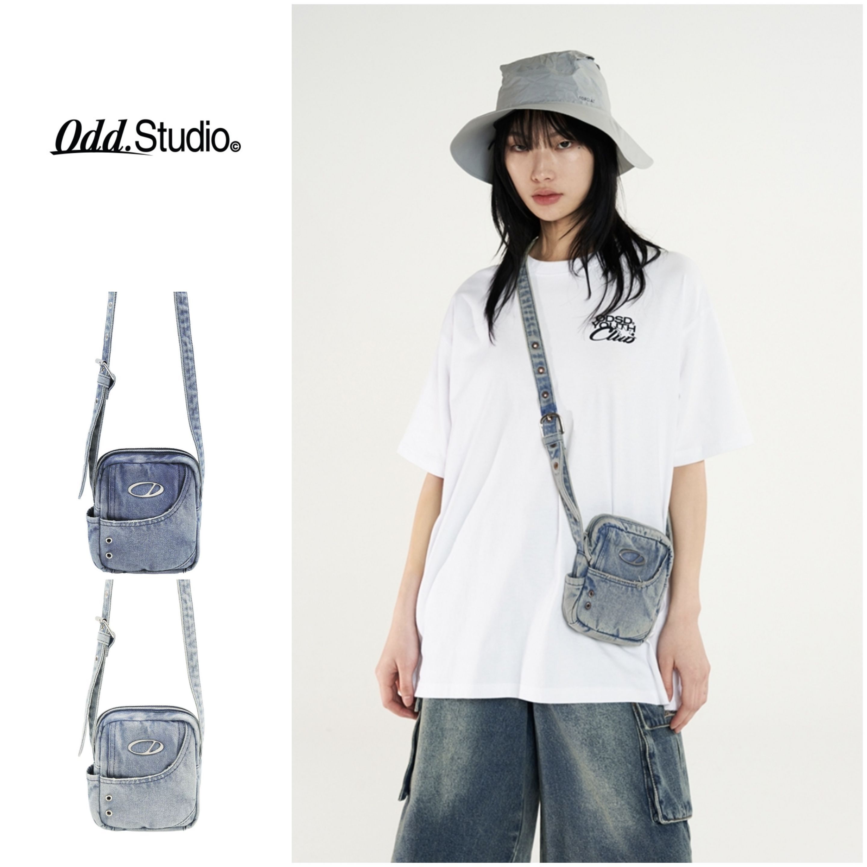 ショルダーバッグ・ポシェット ODD STUDIO ODD SIGNITURE DENIM MINI CROSS BAG