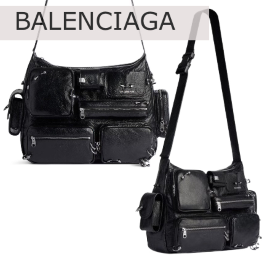 BALENCIAGA Superbusy メッセンジャー レザー バッグ スタッズ