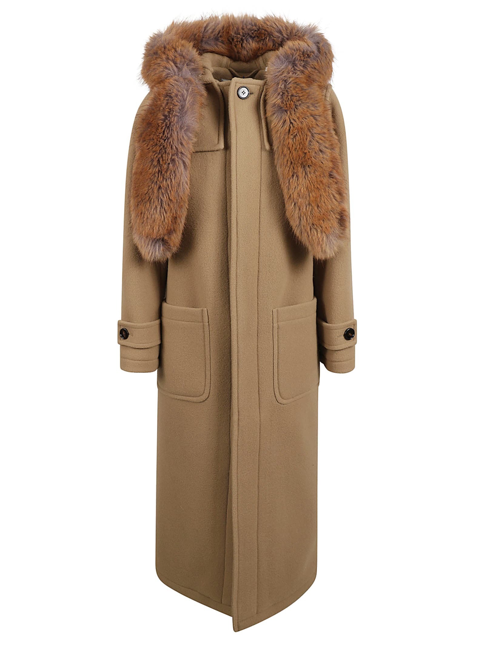【送料&関税込】Burberry Faux Fur Trim Sleeved Duffle Coat
