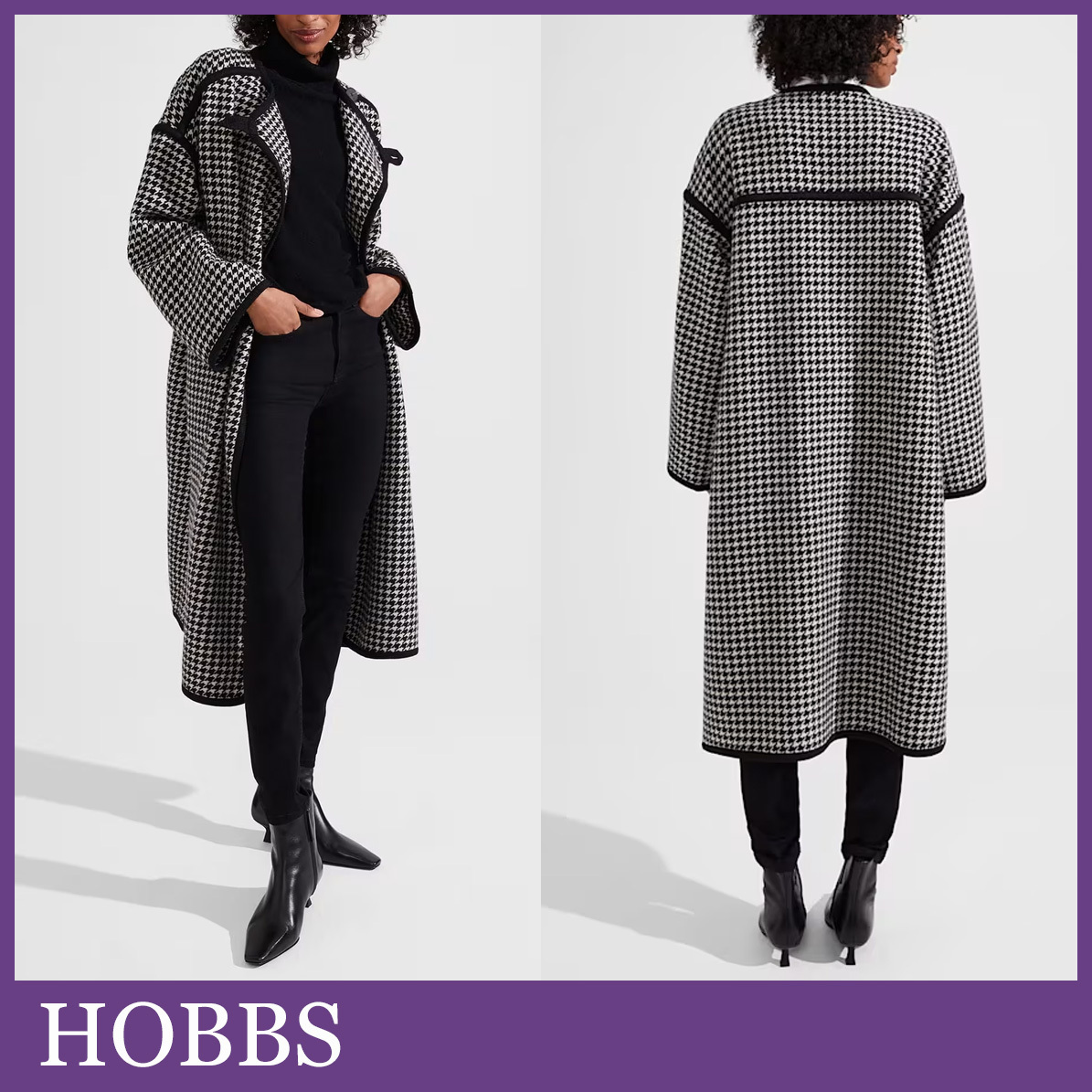 HOBBS☆Juliette Coat 千鳥格子 ウール混 コート【UK発】