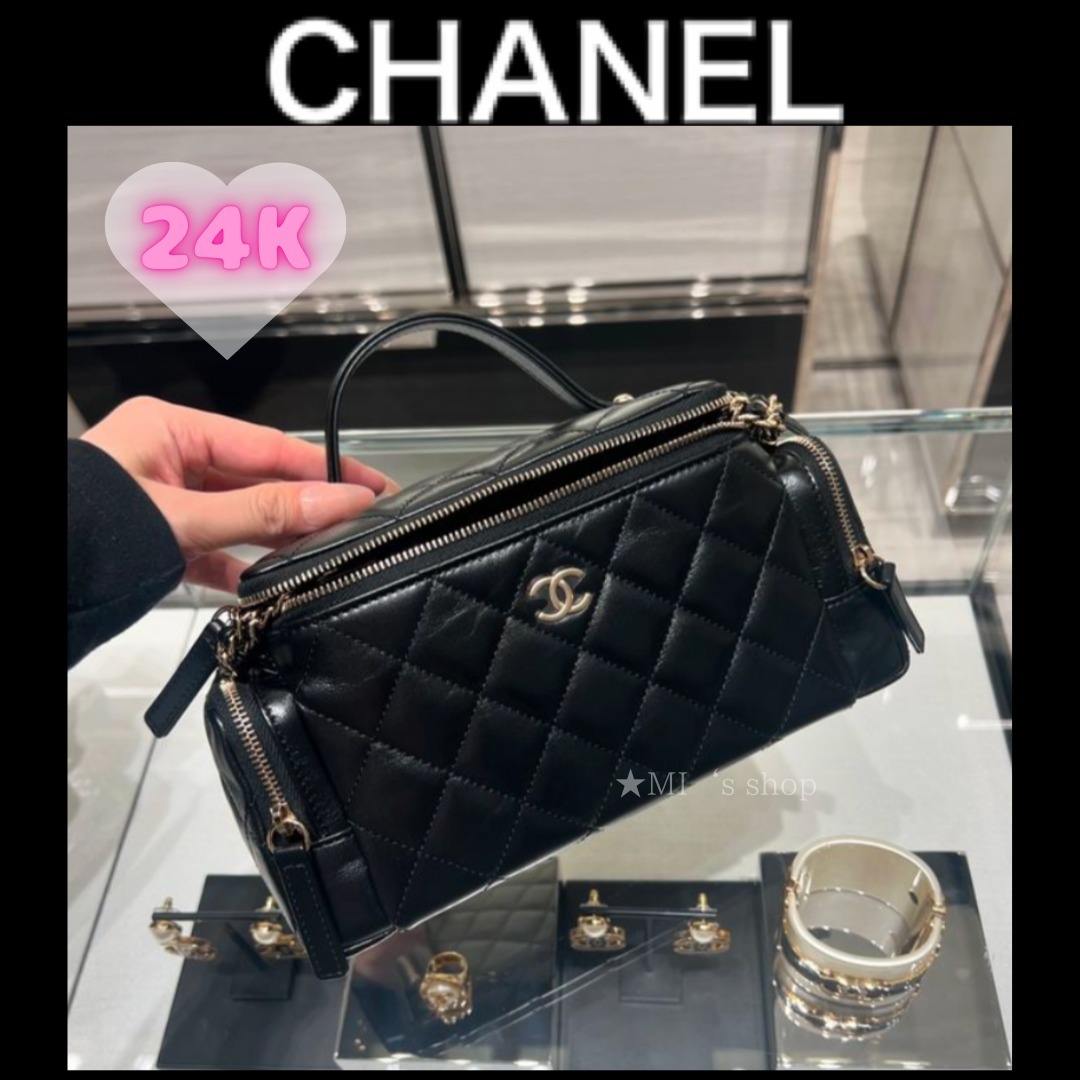 ミラーも付いてる】CHANEL トップハンドルバニティバッグ