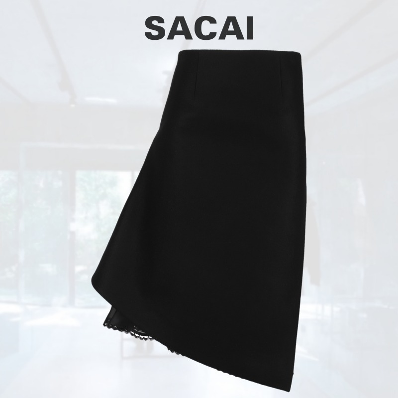 VIPSALE【SACAI】メルトンウールスカート