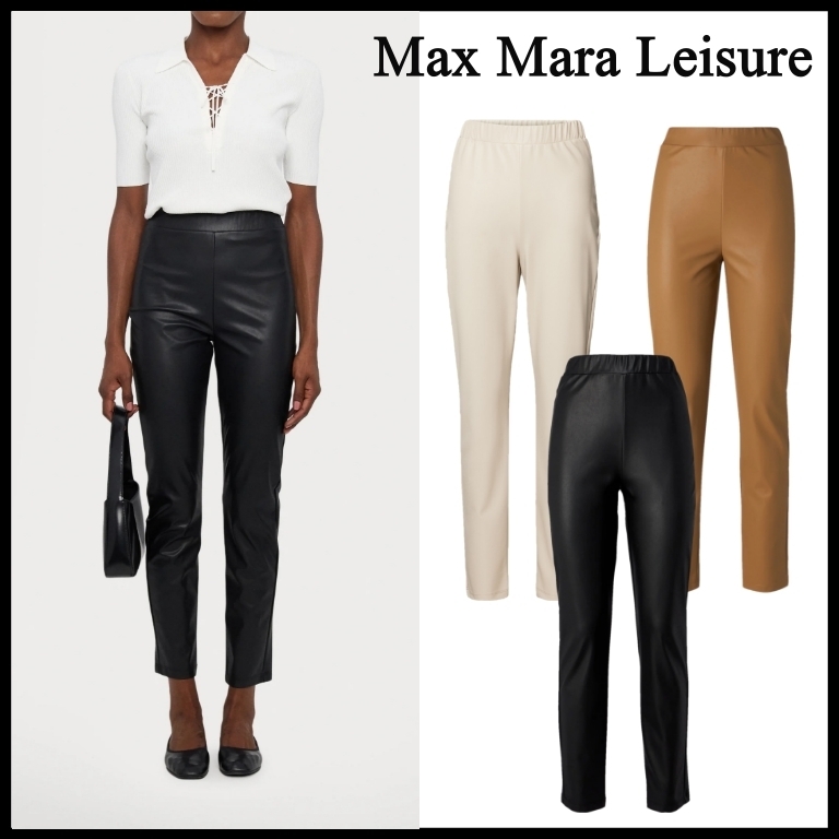 【Max Mara Leisure】RODANO レザールック ジャージー レギンス