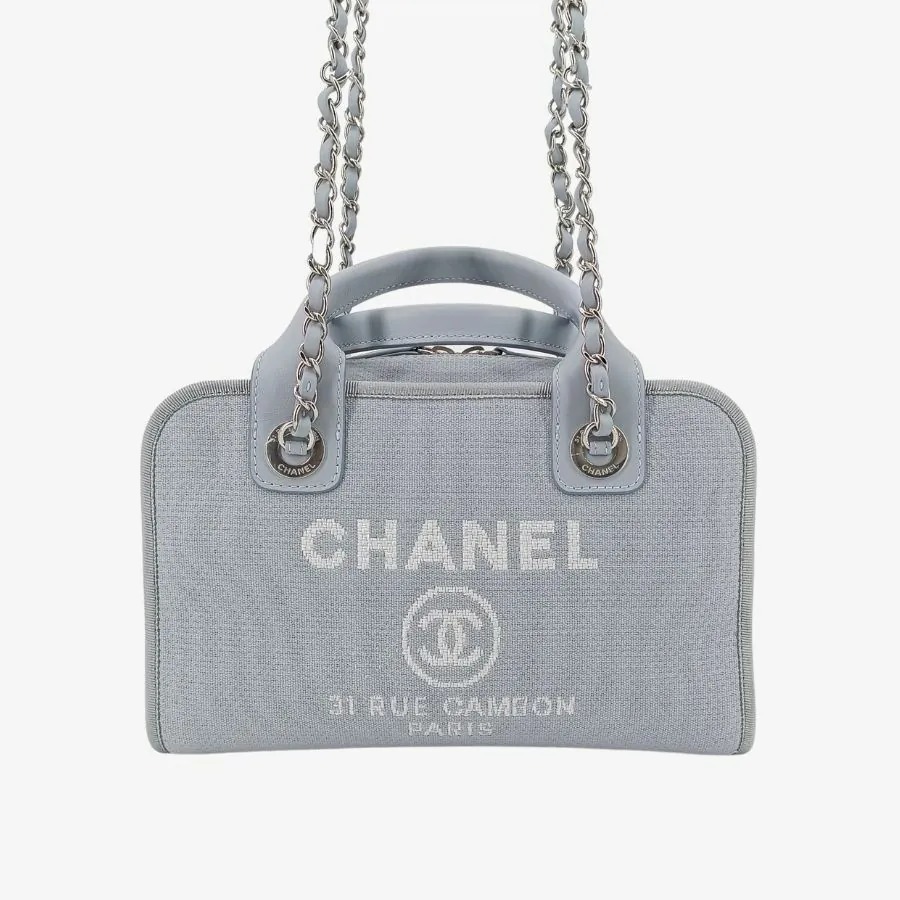 【CHANEL】グレーキャンバス ドーヴィルボウリングバッグ