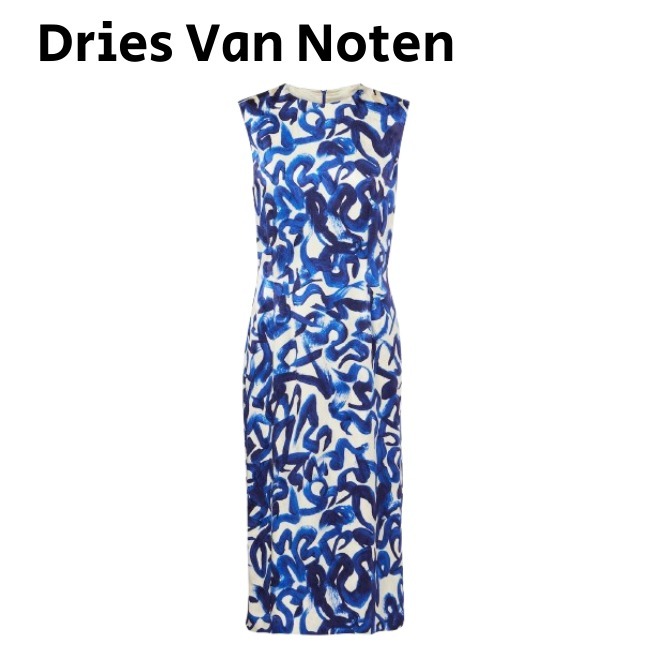 送料関税込【Dries Van Noten】プリントジャカードミディドレス