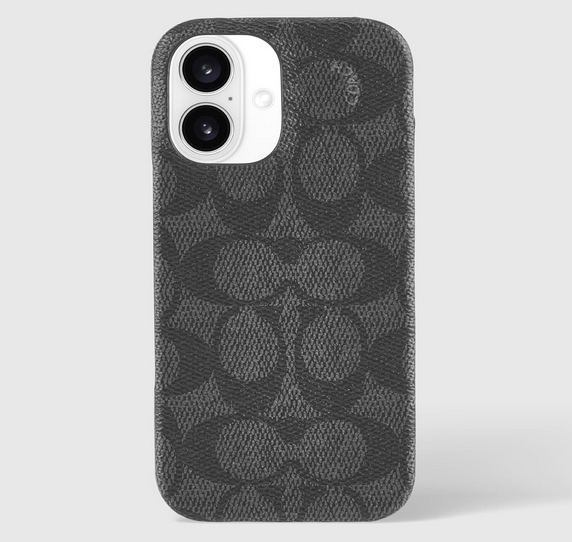 国内発送 Coach☆Signature Canvas Charcoal iPhone 16 ケース
