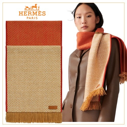 手織り♪【HERMES】《Tissage Equestre》カシミヤマフラー