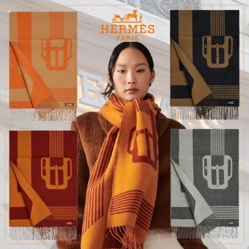 【HERMES】カシミアマフラー 《Tete a Queue》テット・ア・クー