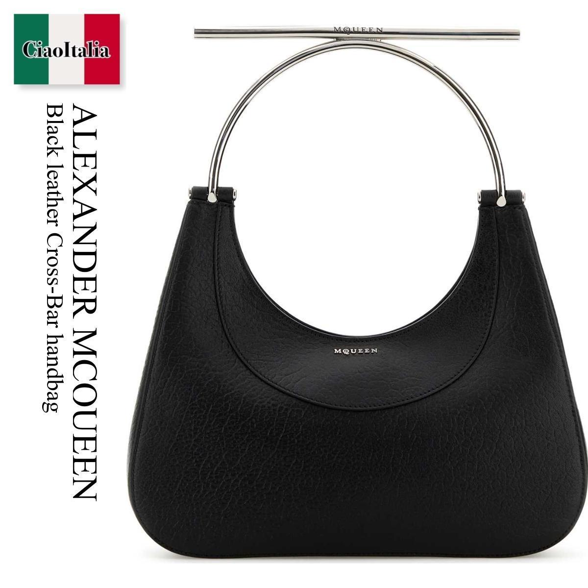 ハンドバッグ Alexander Mcqueen Black Leather Cross-Bar Handbag