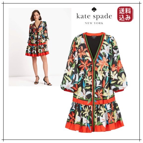 （送料込）kate spade new york サマーリリー ツイルワンピース