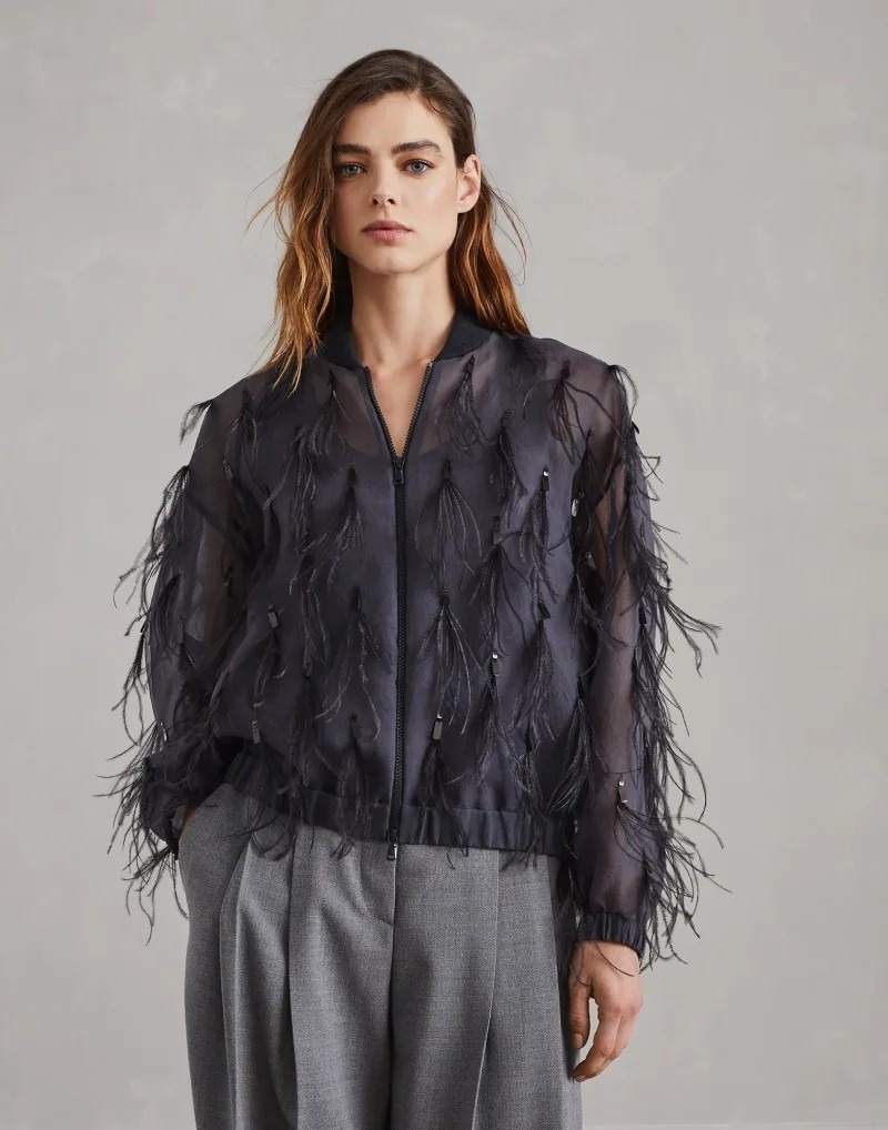 《送料無料》BRUNELLO CUCINELLI Crispy silk bomber jacket