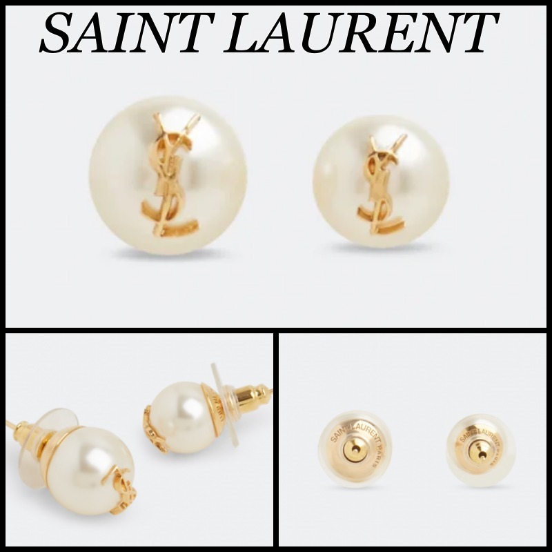 【関税込】SAINT LAURENT サンローラン◆YSL ロゴ パール ピアス