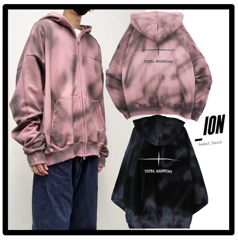 ★関税込★IONSEOUL★Dirty Spray Shine Warmer Hood Zip-up★