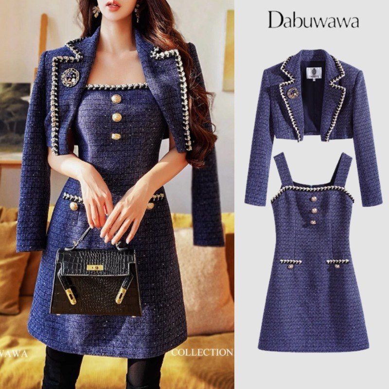 【DABUWAWA】ロイヤルブルー ショートコート ワンピース