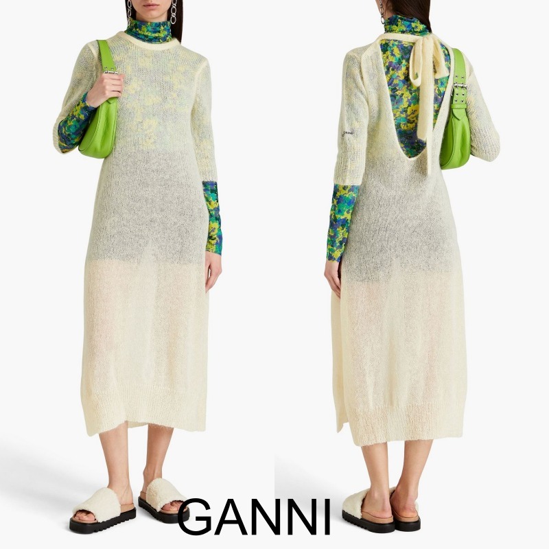 ★GANNI★ モヘア混 ミディワンピース オープンバック