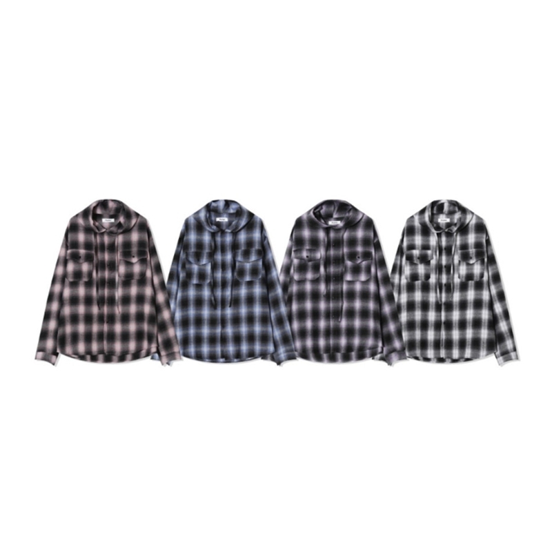 パーカー・フーディ IONSEOUL hooded tartan check shirt JE501