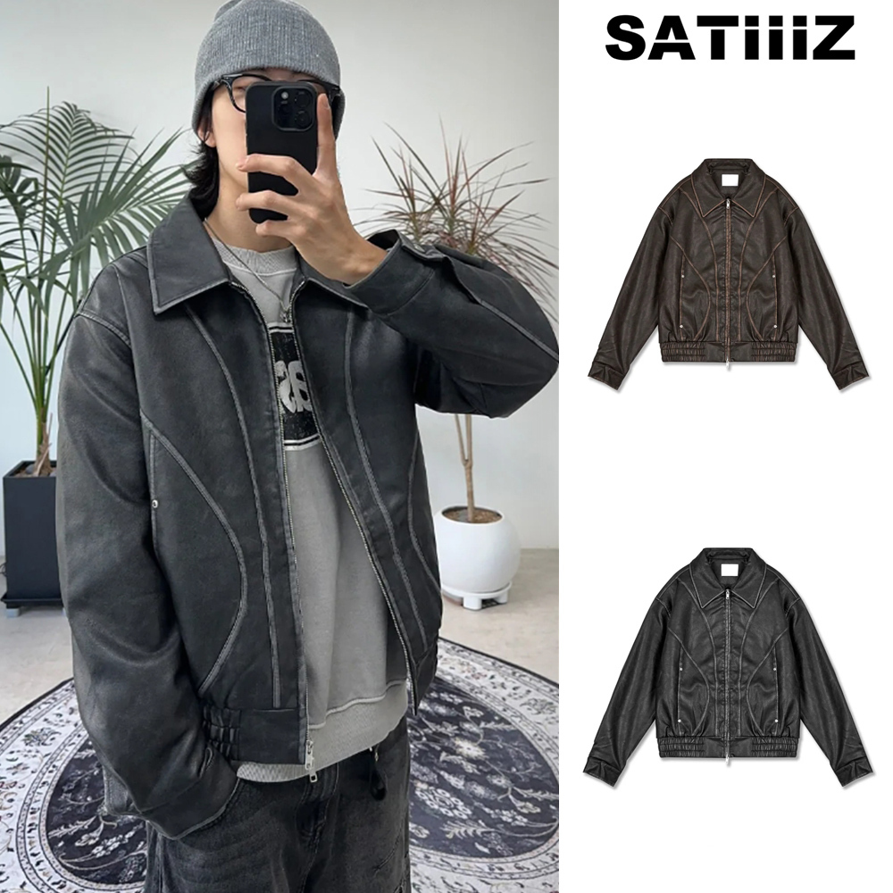 【SATIIIZ】Ellen Washed Vintage Leather Jacket
