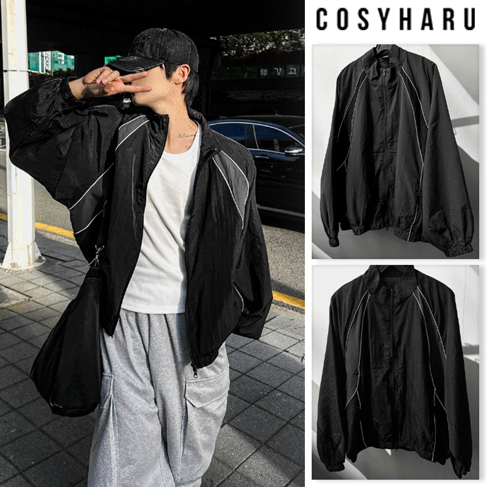 【COSYHARU】Dominic Black Windbreaker Jacket