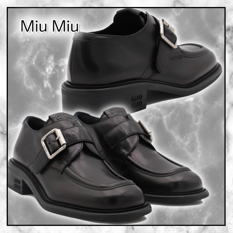 ◆MiuMiu 最新作 AW24◆レザー ローファー/Black◆