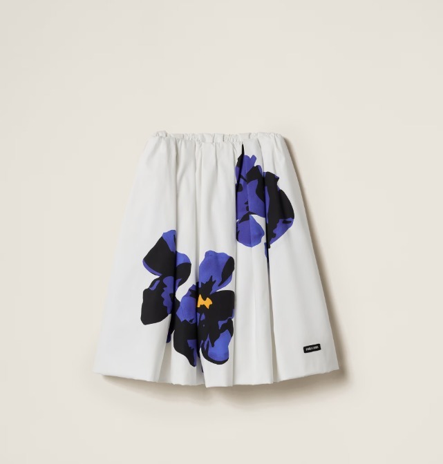 《送料無料》 MIU MIU Printed poplin and jersey skirt