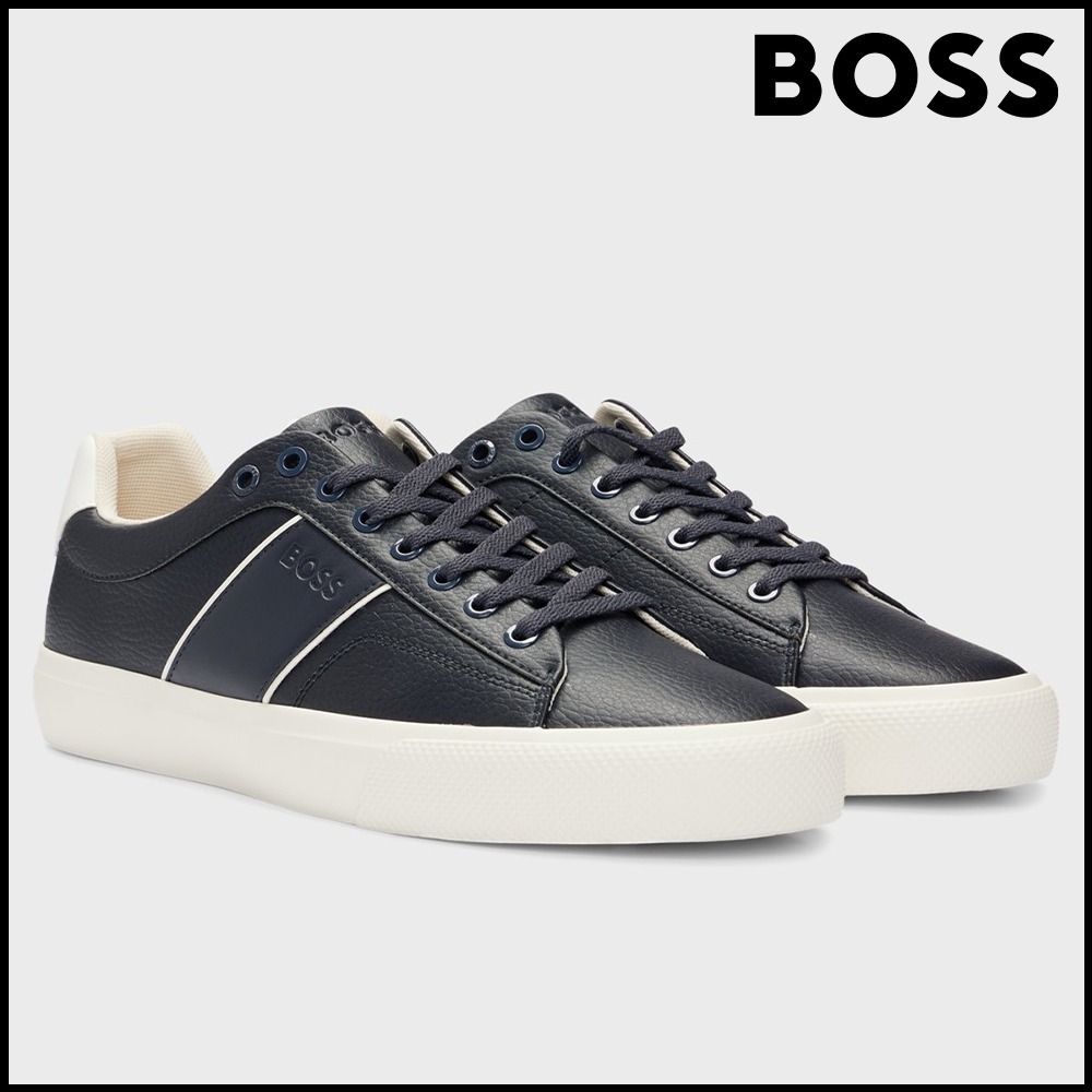 スニーカー BOSS Faux-leather trainers with plain and grained textures